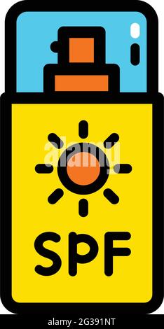 Sun cream color flat icon. Sunblock vector icon in simple style for web design isolated on white background Stock Vector