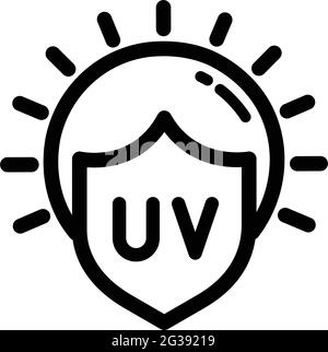 Ultra violet protection symbol. UV icon. Sun ray sign. Thin outline icon on white background. Vector illustration. Stock Vector