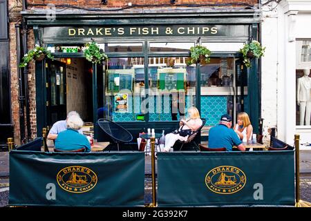 Drakes Fish and Chips, Low Petergate, York, England Stock Photo