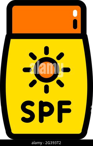 Sun cream color flat icon. Sunblock vector icon in simple style for web design isolated on white background Stock Vector