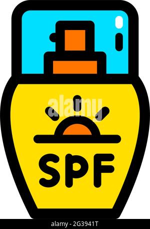 Sun cream color flat icon. Sunblock vector icon in simple style for web design isolated on white background Stock Vector
