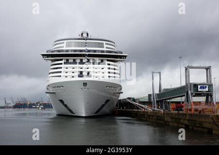 MSC VIrtuosa, docked at Southampton.  16/05/2021 Stock Photo