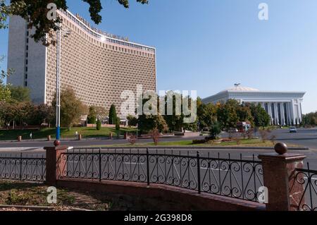 Hotel Uzbekistan on Amir Temur Square in Uzbekistan, in Tashkent. Stock Photo