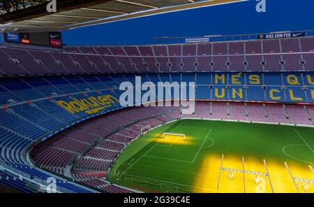 F.C. Barcelona stadium, Camp Nou from inside and without public Stock Photo