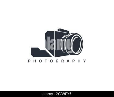 letter J Camera logo template. Camera logo icon on white background. Trendy design logo camera. Stock Vector