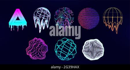 Retrowave design elements in trendy retro cyberpunk 80s 90s style. Y2k  aesthetic Stock Vector Image & Art - Alamy