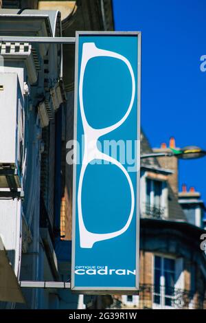 Reims France June 14, 2021 Commercial sign front a business located in Reims, a city in the Grand Est region of France Stock Photo