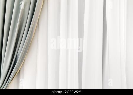 Background texture of decoration draperies layered curtains. Stock Photo