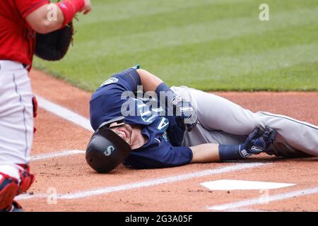 Denver, USA, 21st July 2021. July 1202021: Seattle shortstop J.P. Crawford  (3) during pregame with the Seattle Mariners and the Colorado Rockies held  at Coors Field in Denver Co. David Seelig/Cal Sport