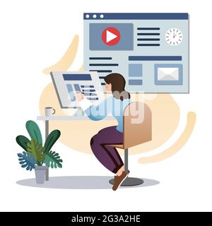 Front End. Isolated flat style colored illustration. Cloud storage, online base, marketing solution. Interface development. Stock Vector
