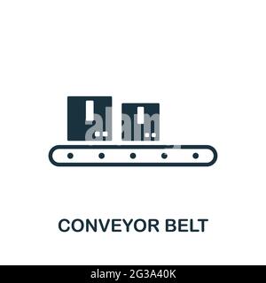 Conveyor Belt icon. Monochrome simple element from manufacturing collection. Creative Conveyor Belt icon for web design, templates, infographics and Stock Vector