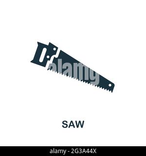 Saw icon. Monochrome simple element from manufacturing collection. Creative Saw icon for web design, templates, infographics and more Stock Vector