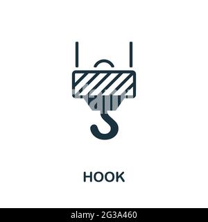 Hook icon. Monochrome simple element from manufacturing collection. Creative Hook icon for web design, templates, infographics and more Stock Vector