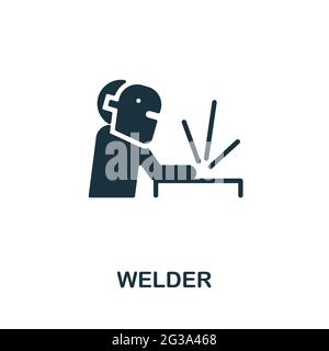 Welder icon. Monochrome simple element from manufacturing collection. Creative Welder icon for web design, templates, infographics and more Stock Vector