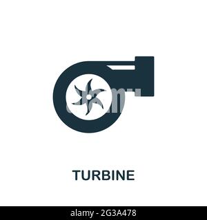 Turbine icon. Monochrome simple element from manufacturing collection. Creative Turbine icon for web design, templates, infographics and more Stock Vector
