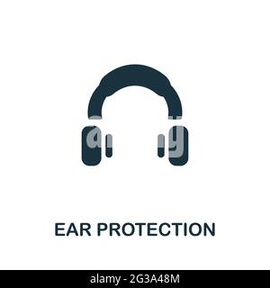 Ear Protection icon. Monochrome simple element from manufacturing collection. Creative Ear Protection icon for web design, templates, infographics and Stock Vector