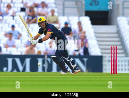 London, UK. 14th June, 2021. Glamorgan's Marnus Labuschagne batting as Surrey take on Glamorgan in the Vitality T20 Blast cricket match at The Kia Oval. Credit: David Rowe/Alamy Live News Stock Photo