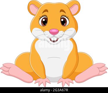 Cartoon funny baby hamster sitting Stock Vector