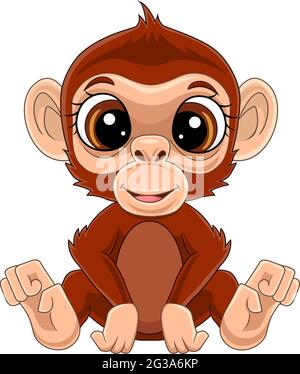 Cartoon cute baby monkey sitting Stock Vector