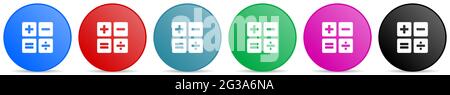 Calculator, shop concept vector icon, set of colorful circular web buttons easy to edit, illustration in eps 10 Stock Vector