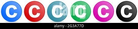 Copyright concept vector icon, set of colorful circular web buttons easy to edit, illustration in eps 10 Stock Vector