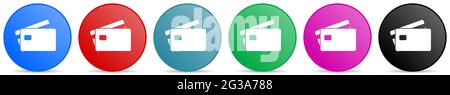 Credit card, bank, finance concept vector icon, set of colorful circular web buttons easy to edit, illustration in eps 10 Stock Vector