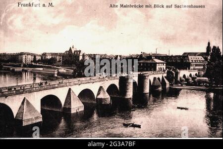 geography / travel historic, Germany, cities and communities, Frankfurt am Main, bridges, Old Bridge, ADDITIONAL-RIGHTS-CLEARANCE-INFO-NOT-AVAILABLE Stock Photo