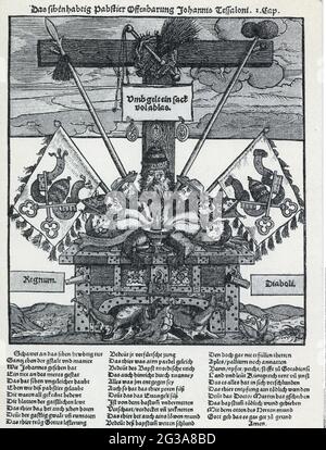 events, Protestant Reformation, 1517 - 1555, propaganda, leaflet against the pope and indulgence, ARTIST'S COPYRIGHT HAS NOT TO BE CLEARED Stock Photo