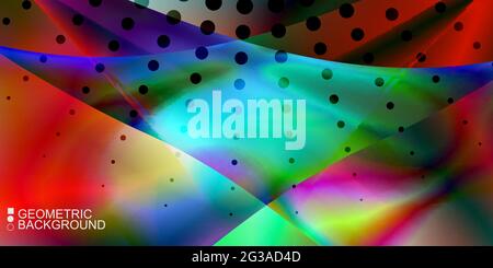 Geometric abstract background template with fluid waves in blurred colors Stock Vector