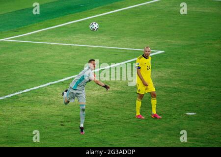 Robin Olsen of Sweden during the UEFA EURO 2020, Group E football match between Spain and Sweden on June 14, 2021 at La Cartuja stadium in Seville, Spain - Photo Joaquin Corchero / Spain DPPI / DPPI / LiveMedia Stock Photo