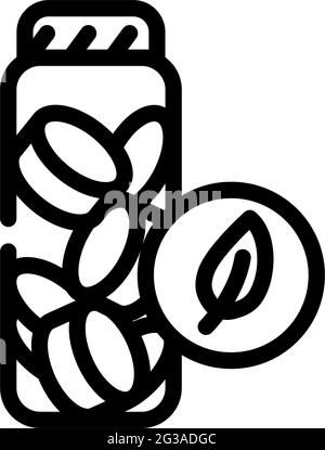 charcoal toothpaste tablets zero waste line icon vector illustration Stock Vector