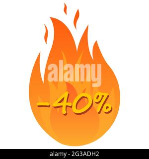 Sale icon set. Discount price off and sales design template. Shopping and low price symbols. 40 percent sale. Vector illustration. Stock Vector