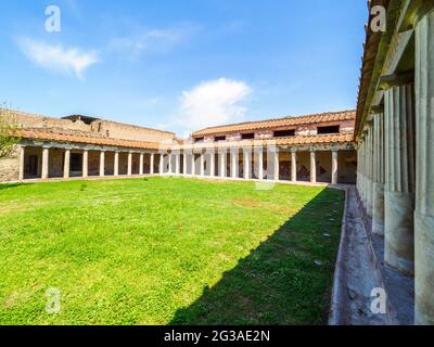 Peristyle (open courtyard or garden surrounded by a colonnade) - Oplontis known as Villa Poppaea in Torre Annunziata - Naples, Italy Stock Photo