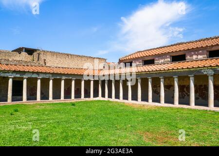 Peristyle (open courtyard or garden surrounded by a colonnade) - Oplontis known as Villa Poppaea in Torre Annunziata - Naples, Italy Stock Photo