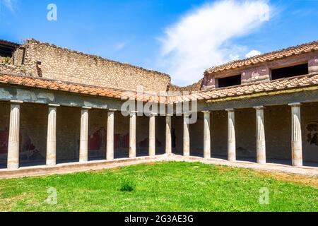 Peristyle (open courtyard or garden surrounded by a colonnade) - Oplontis known as Villa Poppaea in Torre Annunziata - Naples, Italy Stock Photo