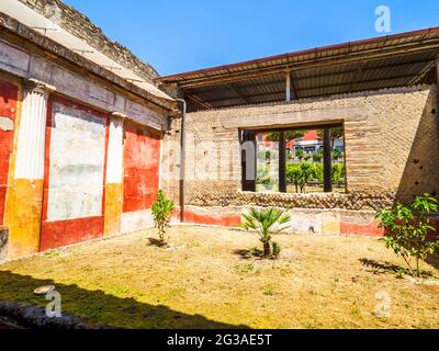 Viridarium  (small enclosed garden)  - Oplontis known as Villa Poppaea in Torre Annunziata - Naples, Italy Stock Photo