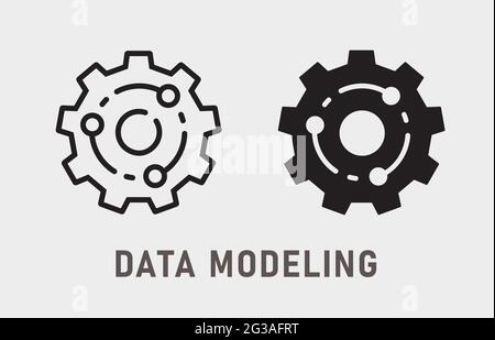 Data modeling icon. Vector illustration isolated on white. Stock Vector