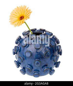 Coronavase. Coronavirus inspired vase designed and made by artist Lee Cartledge of Bentham Pottery, UK.  Photo copyright www.baileycooper.co.uk Stock Photo
