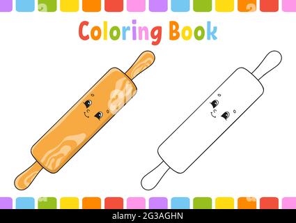 Coloring book for kids. Cartoon character. Vector illustration. Fantasy page for children. Black contour silhouette. Isolated on white background. Stock Vector