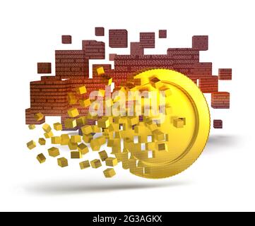 Blockchain technology binary crypto currency mining digital data 3d concept Stock Photo