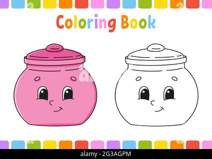 Coloring book for kids. Cartoon character. Vector illustration. Fantasy page for children. Black contour silhouette. Isolated on white background. Stock Vector