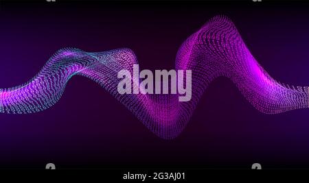 Abstract binary wave. Digital code background. Cybersapace and technology concept. Artificial synthetic voice. Digital sound wave. Intelligent Stock Photo