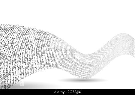 Binary code wave. Sound as a binary wave. Abstract binary background. Stock Photo