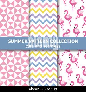 Tropical summer pattern collection. Flamingo theme, Summer banner. Vector Stock Vector