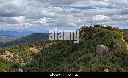 Views from the Tozal de Calvera viewpoint, in the Sierra del Castillo de Laguarres mountain range in spring (Huesca, Aragon, Spain, Pyrenees) Stock Photo
