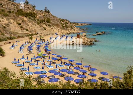 View at the coast of Konnos beach on Cyprus island Stock Photo