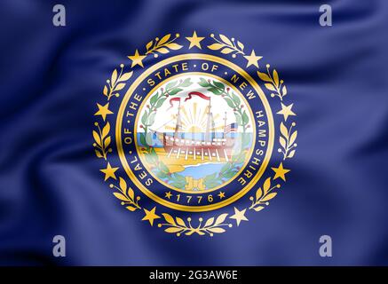 3D Flag of New Hampshire state, USA. 3D Illustration. Stock Photo