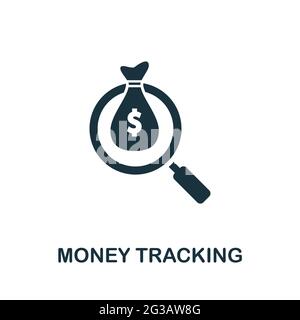 Money Tracking icon. Simple creative element. Filled monochrome Money Tracking icon for templates, infographics and banners Stock Vector