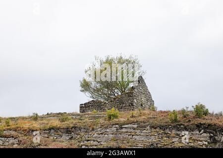 The Remains of Buildings in the Deserted and Ruined Settlement of Briaig above Loch Moidart, Ardnamurchan, Peninsular, Scotland, UK Stock Photo