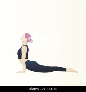 woman practices yoga in a pose upward-facing dog. vector illustration, woman practices yoga in a pose upward-facing dog. vector illustration Stock Vector